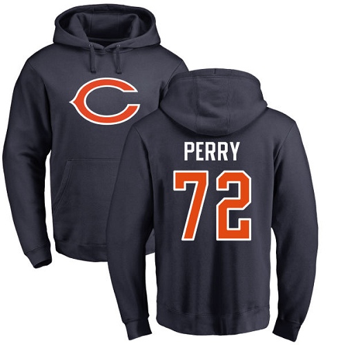 Chicago Bears Men Navy Blue William Perry Name and Number Logo NFL Football 72 Pullover Hoodie Sweatshirts
